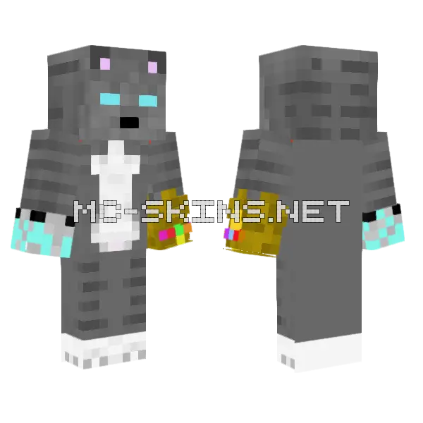 Mech Cat Minecraft skin, front and back