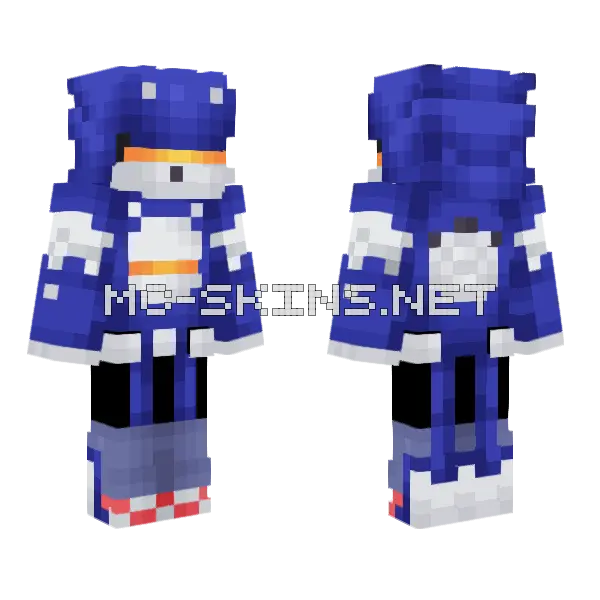 Mecha Sonic Minecraft skin, front and back