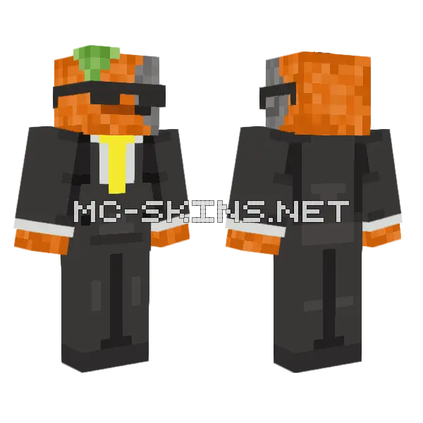 Mechanical Orange Minecraft skin, front and back
