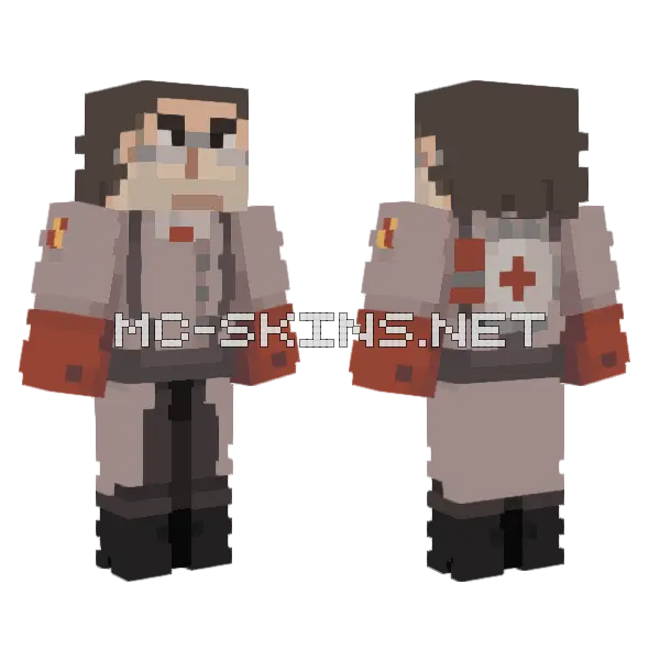 Medic Red Version Minecraft skin, front and back