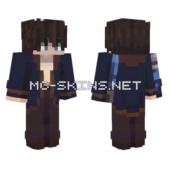 Medieval Dark Blue Guy Minecraft skin, front and back