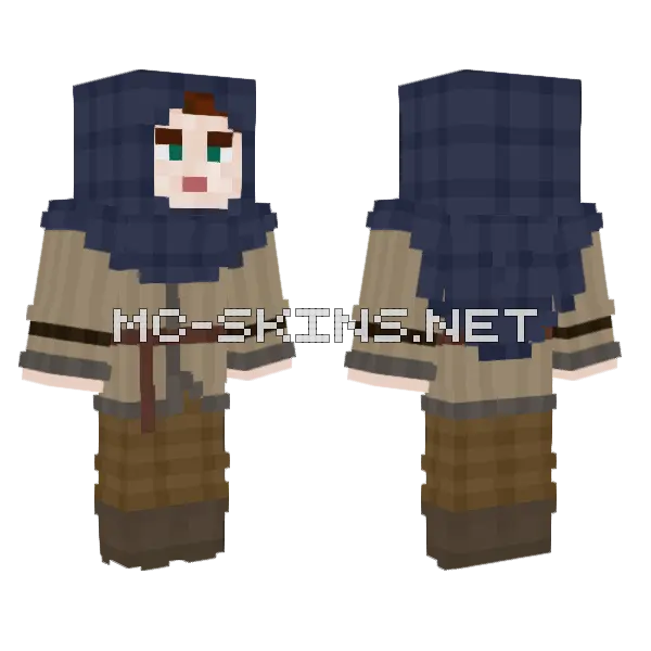 Medieval Irish Judge Brehon Hooded Minecraft skin, front and back