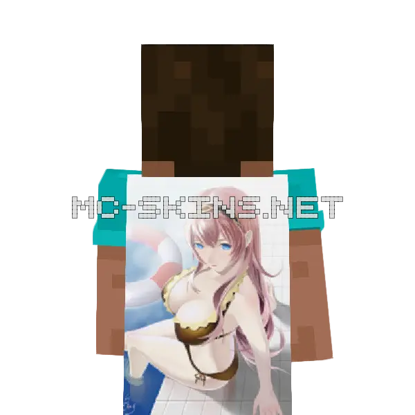 Megurine Luka Bikini Minecraft cape worn on a player