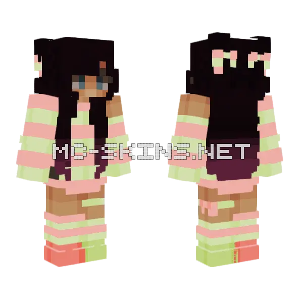 Melon Stripes Minecraft skin, front and back