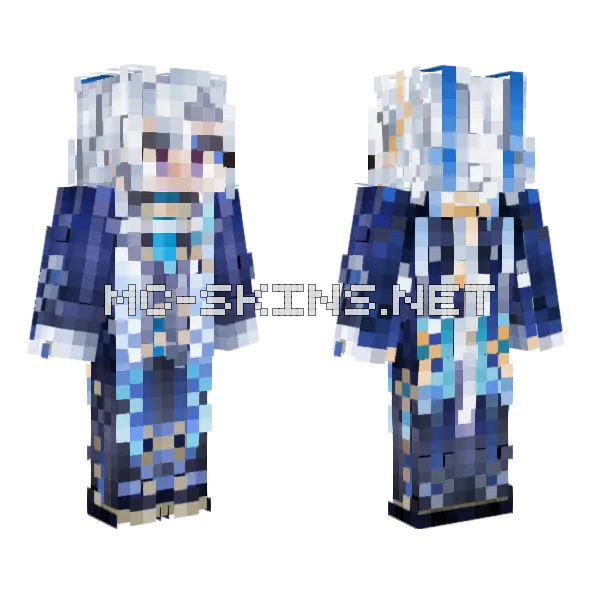 Melusant Gift Neuvillette Genshin Impact Minecraft skin, front and back