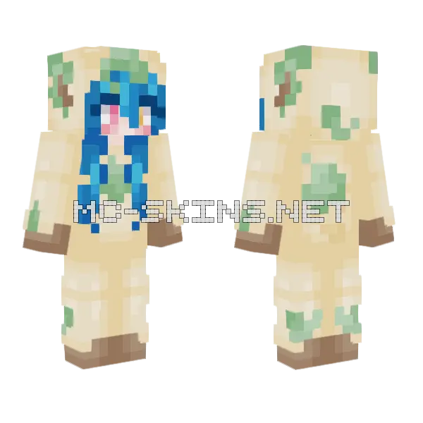 Mely Leafeon Minecraft skin, front and back
