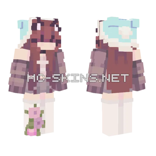Meow Cat Girl Minecraft skin, front and back