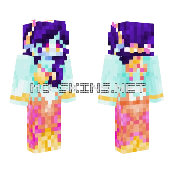 Mermaid Outfit Minecraft skin, front and back