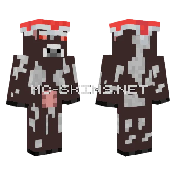 Merry Christmas Cow Minecraft skin, front and back