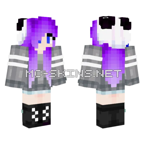 Merysiowa Purple Hair Girl Minecraft skin, front and back