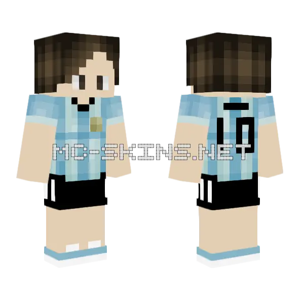Messi Argentina Minecraft skin, front and back