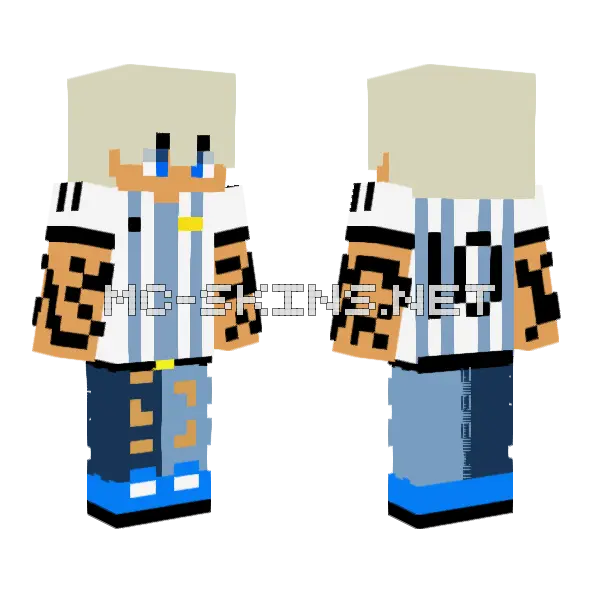 Messi Fan Trayden Minecraft skin, front and back