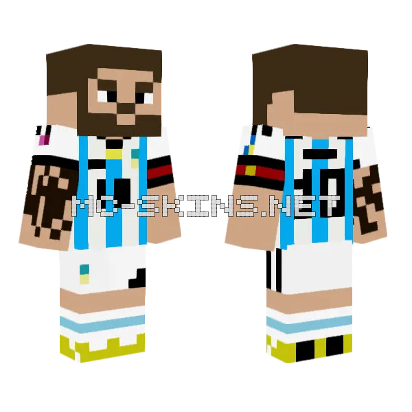 Messi Footballer Skin Minecraft skin, front and back
