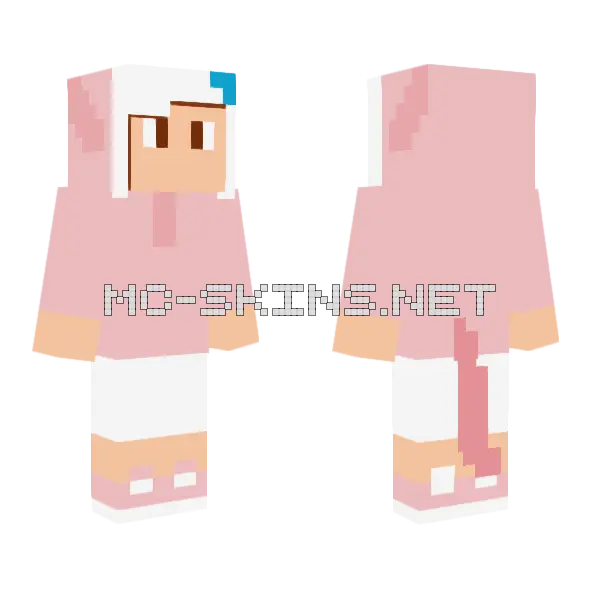 Mew Pokemon Unite Outfit Minecraft skin, front and back