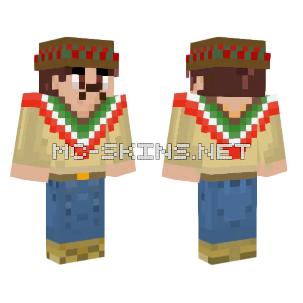 Mexican Blarg Minecraft skin, front and back
