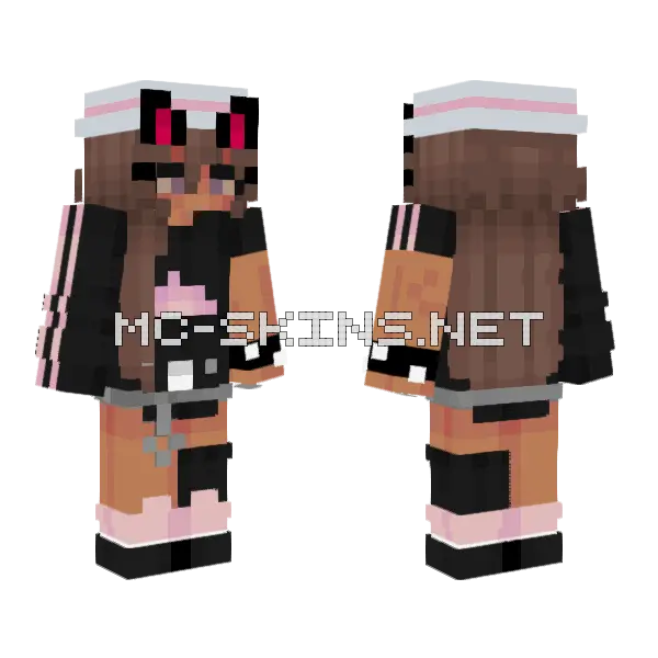 Michael Jackson Bad Pink Kittycatgirl Minecraft skin, front and back
