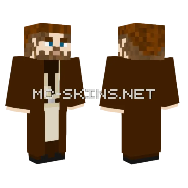 Middle Aged Obi Wan Kenobi Minecraft skin, front and back