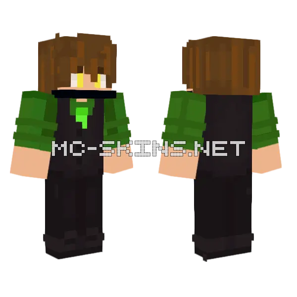 Middle Eastern Boy Green Suit Minecraft skin, front and back