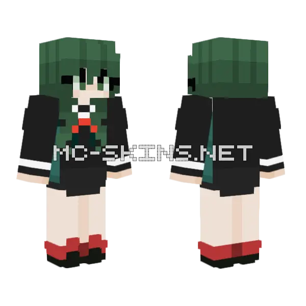 Middle School Uniform Female Deku Minecraft skin, front and back