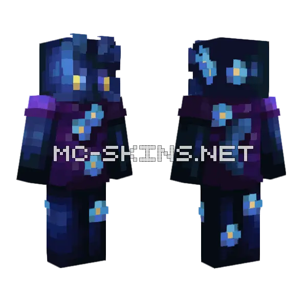 Midnight Flowers Minecraft skin, front and back