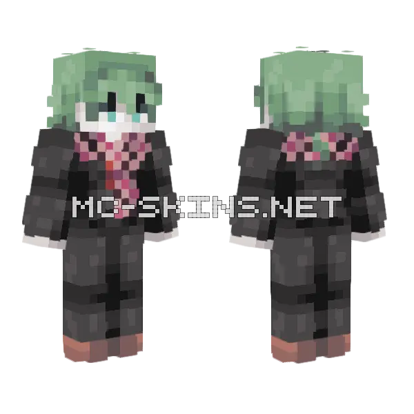 Midori Green Hair Minecraft skin, front and back