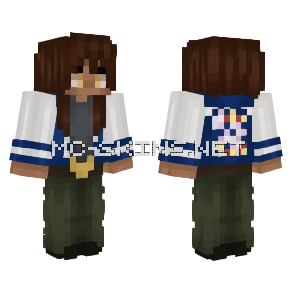 Mightvv Blue Jacket Minecraft skin, front and back