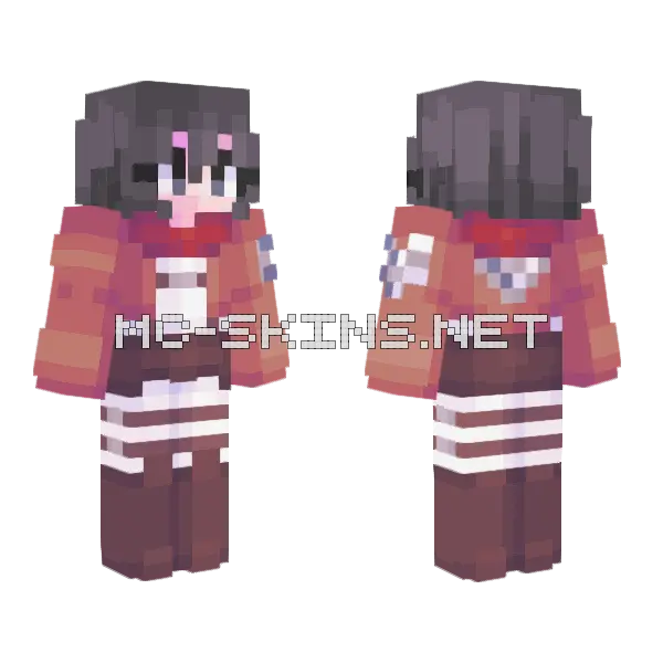Mikasa Ackerman Minecraft skin, front and back