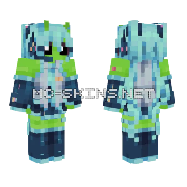 Miku Alien Minecraft skin, front and back