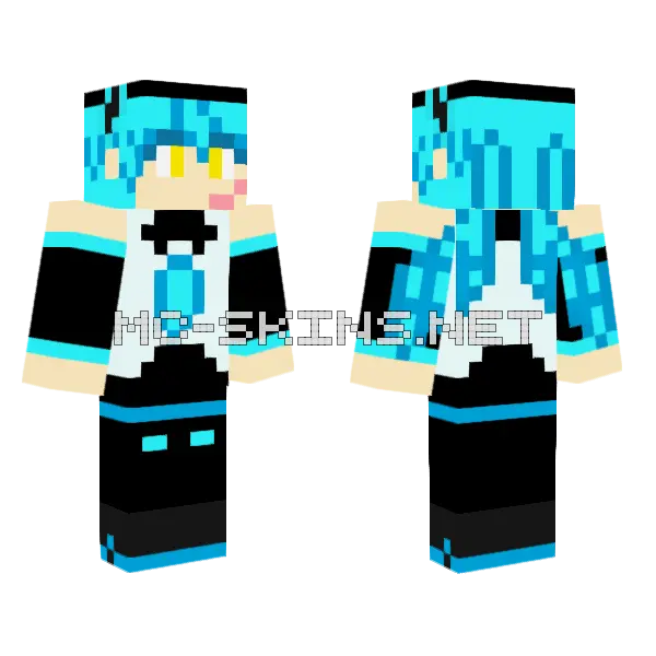 Miku Cipher Fanmade Minecraft skin, front and back