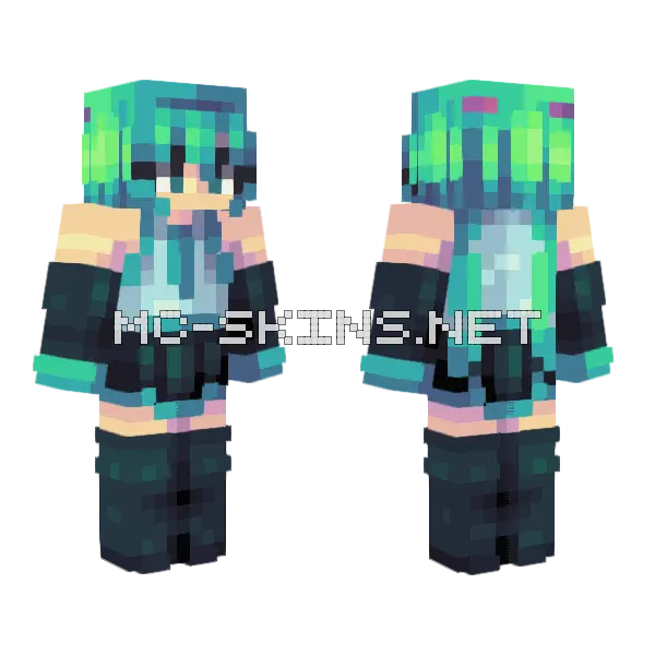 Miku Girl Minecraft skin, front and back
