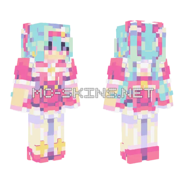 Miku Hatsune Minecraft skin, front and back