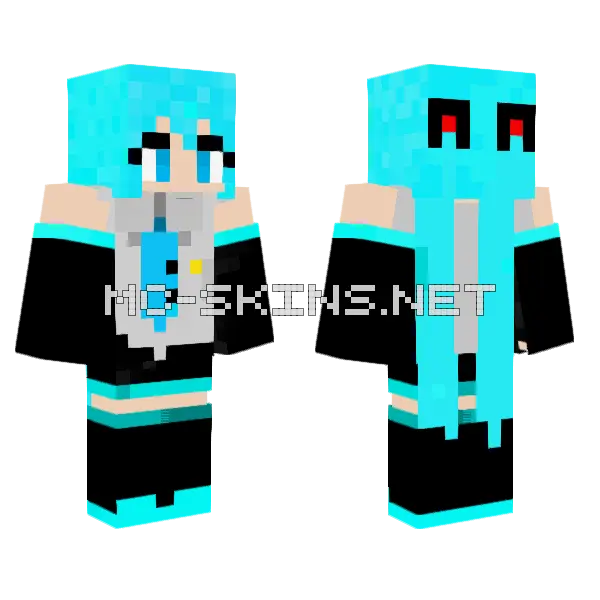 Miku Hatsune Minecraft skin, front and back