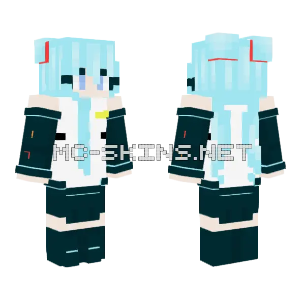 Miku Hatsune Minecraft skin, front and back