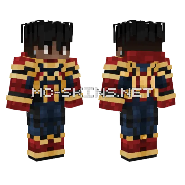 Miles Morales Iron Spider Minecraft skin, front and back