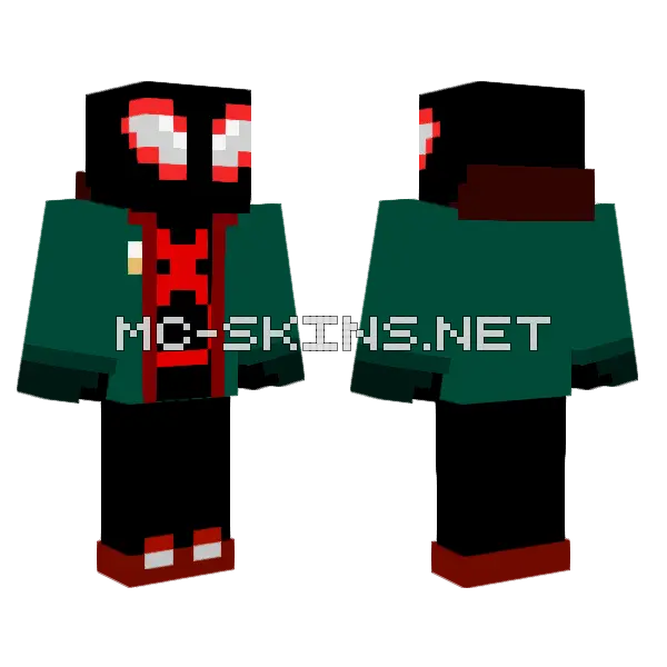 Miles Morales Spider-Man Minecraft skin, front and back