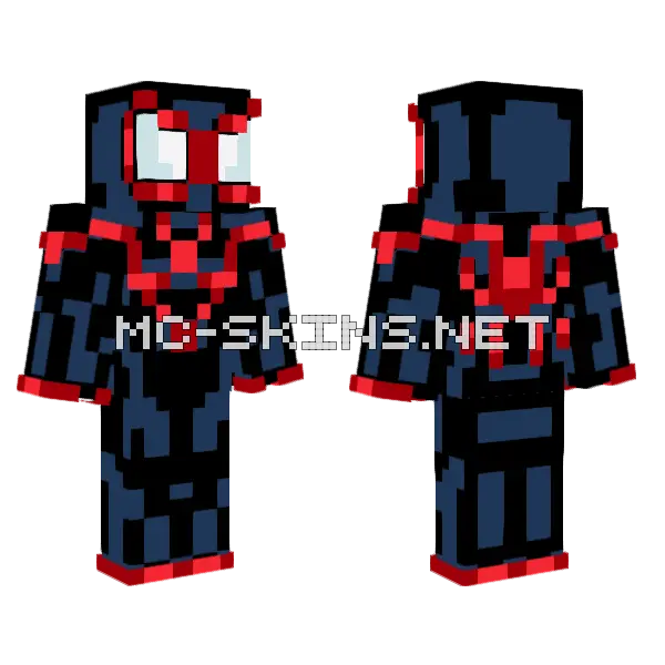 Miles Morales Spider-Man Minecraft skin, front and back