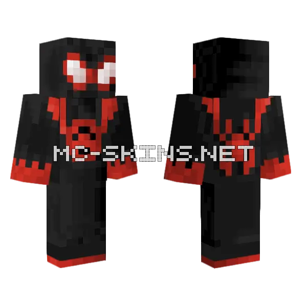 Miles Morales Spider-Man Minecraft skin, front and back