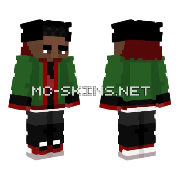 Miles Morales Spider-Man Minecraft skin, front and back