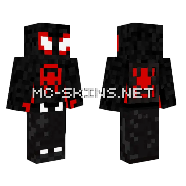 Miles Morales Spider-Man Casual Minecraft skin, front and back