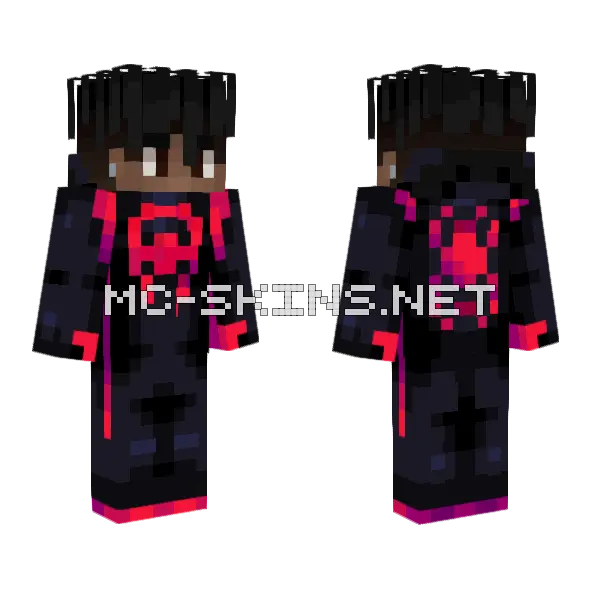 Miles Morales Spider-Man Costume Minecraft skin, front and back