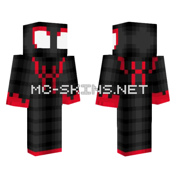 Miles Morales Spider Verse Minecraft skin, front and back