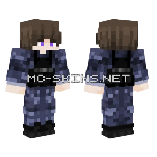 Military Boy Blue Minecraft skin, front and back