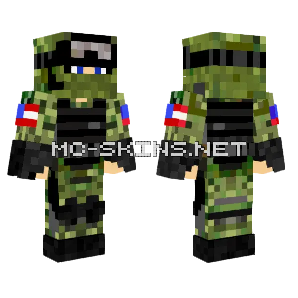 Military Warrior Minecraft skin, front and back