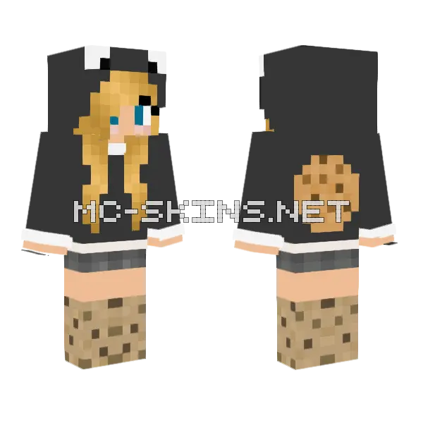 Milkacz Cookie Girl Minecraft skin, front and back