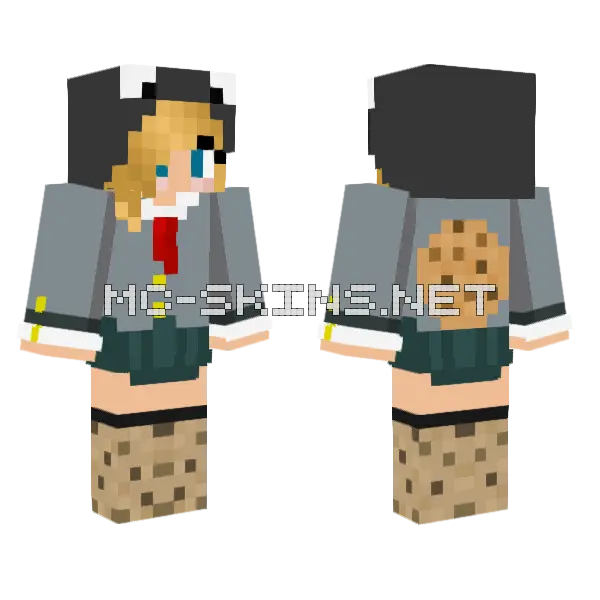 Milkacz Cookie Outfit Minecraft skin, front and back