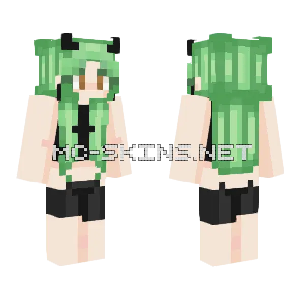 Milo Green Hair Minecraft skin, front and back