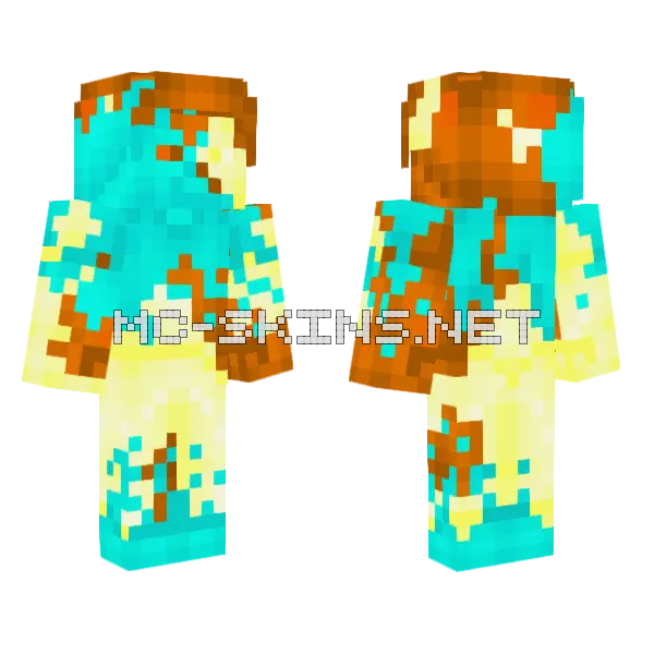 Mimic Power Steve Neon Minecraft skin, front and back