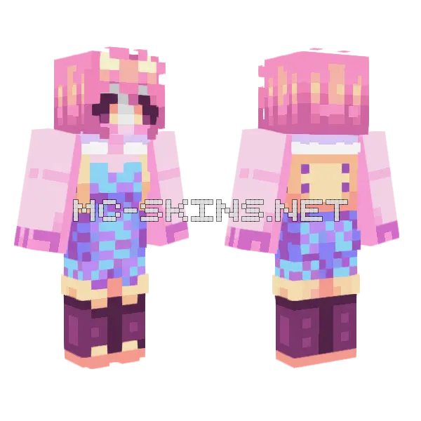 Mina Ashido Pinky Hero Outfit Minecraft skin, front and back