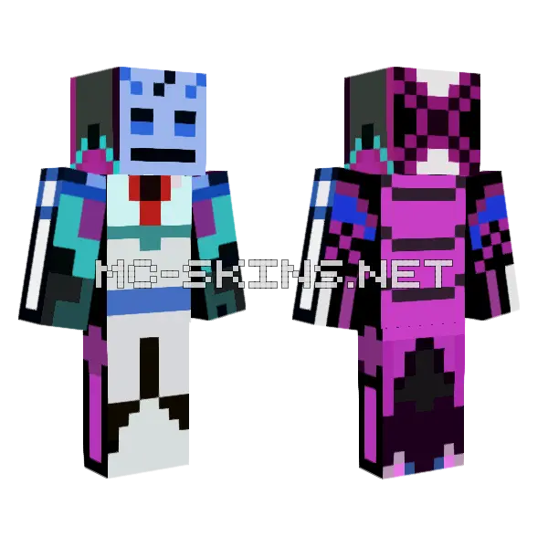 Miner Ghast Minecraft skin, front and back