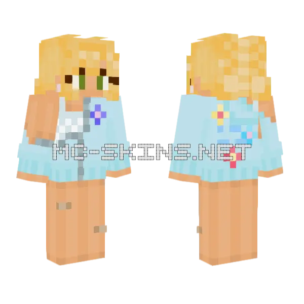 Mini Me Space Buns Minecraft skin, front and back